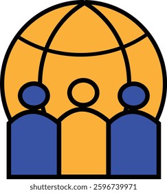 Global Community and Connection Icon with Transparent Background – People Network, Social Unity, Worldwide Collaboration, Teamwork, Diversity, and Inclusion Symbol