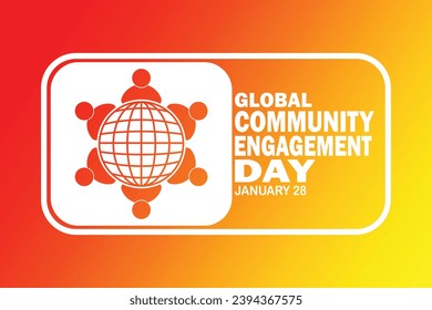 Ilustración del Vector del Día Mundial de la Participación de la Comunidad. 28 de enero. Fondo para afiches, banner, tarjeta de saludo.