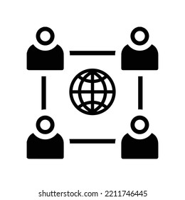 Global Community Icon. Black Vector Graphics.