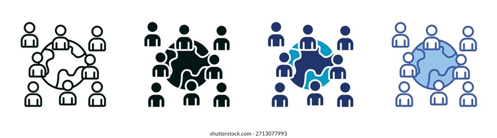 Conjunto de iconos de la comunidad global que consta de múltiples estilos Ilustración vectorial