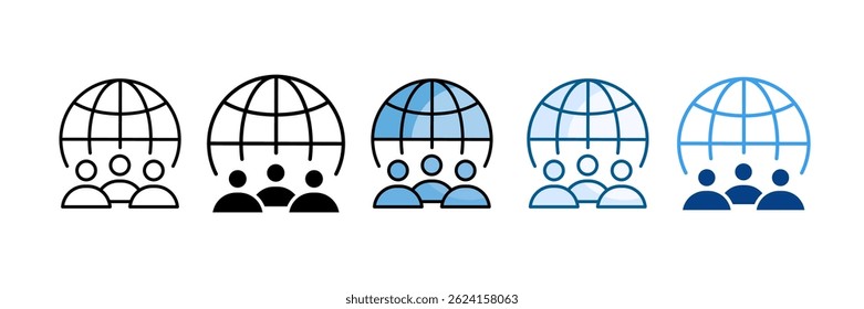 Conjunto de iconos de comunidad global Colección de estilos múltiples