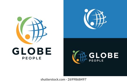 Global Community logo design vector illustration. Global Leadership Teamwork Solutions graphic Icon, symbols, creative