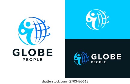 Ilustração vetorial do design do logotipo comunitário global. Liderança global Trabalho em equipe Soluções ícone gráfico, símbolos, criativo