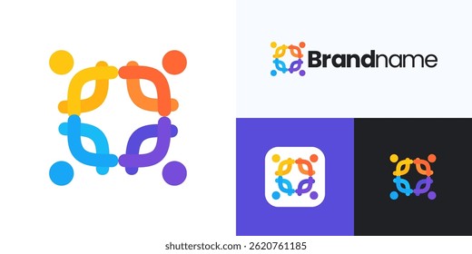 Global community logo icon design vector editable, human organization for teamwork, family together, health care, social networking group, symbol people abstract or children colorful for identity