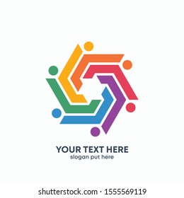 Global Community Logo Icon Elements Template. Community human Logo template vector. Community health care. Abstract Community logo. - Vektor