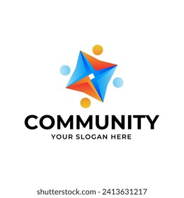 Plantilla de elementos del icono del logotipo de la comunidad global. vector de plantilla de logotipo humano comunitario