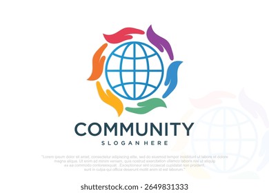 Modelo de Elementos do Ícone do Logotipo da Comunidade Global. ilustração vetorial