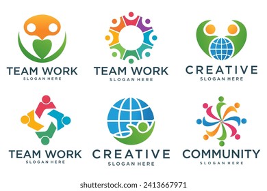 global community logo icon set symbol of community , teamwork , family , and business group . Vector illustration