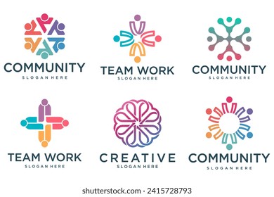 global community logo icon set symbol of community , teamwork , family , and business group . Vector illustration