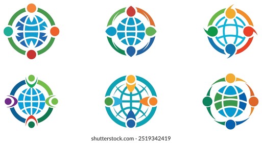 Global Community Logo Vector Design: Unity, Connection, Worldwide