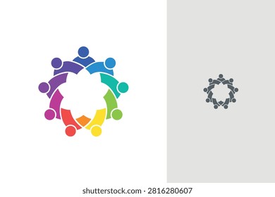 Global Community Network Logo Diverse People Circle Collaboration Design