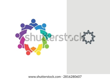 Global Community Network Logo Diverse People Circle Collaboration Design