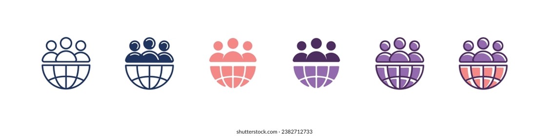 global community teamwork group company icon vector for worldwide business partnership organization symbol illustration