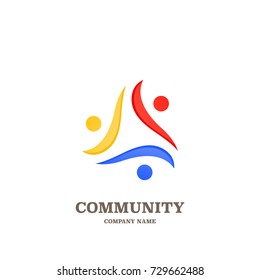 Global community or teamwork or social network people icon, logo