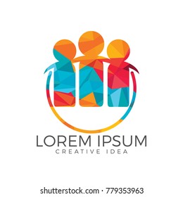 Global community teamwork or social network people logo design.