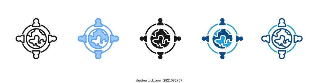 Global Community web icon with multiple style collection