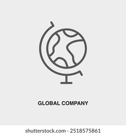 Global Company thin line icon or logo. Symbol or sign on business management theme. Vector line illustration.
