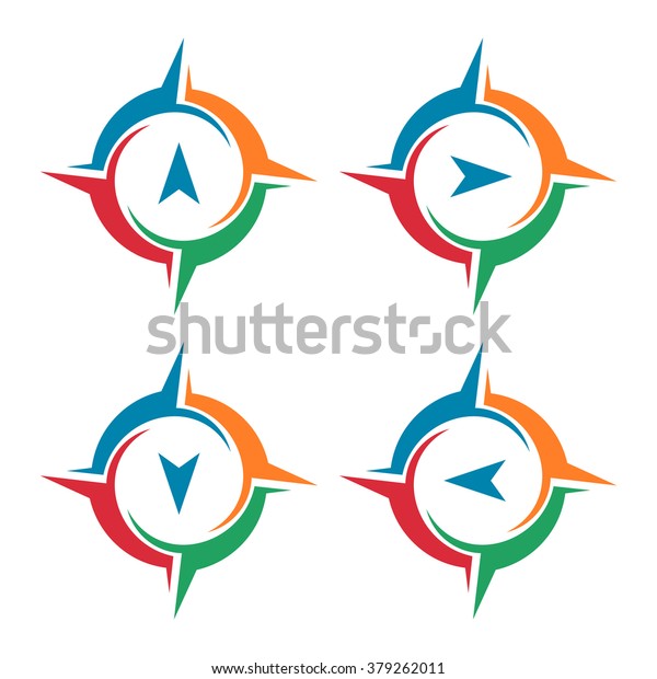 Global Compass Direction North East South Abstract Signs