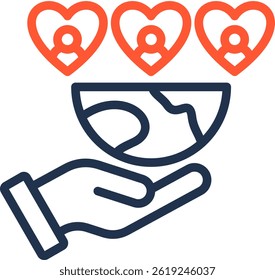 Global Compassion Icon Color Line Vector Illustration