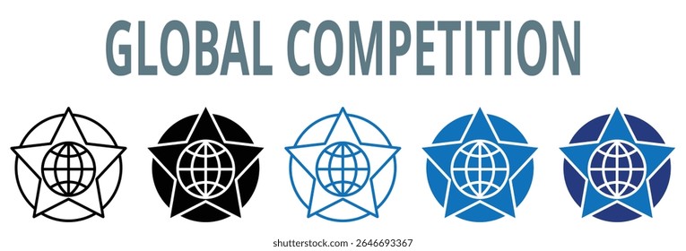 global competition, icon, vector, illustration, global, manufacturing, market, competition, international, worldwide, economic