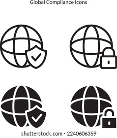 Global Compliance icon. Line style element on white background. Thin Global Compliance icon for templates, infographics.