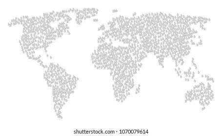 Global composition map organized of stethoscope pictograms. Vector stethoscope scatter flat design elements are organized into conceptual continental composition.
