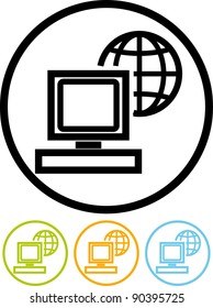 Global computer net - Vector icon isolated on white