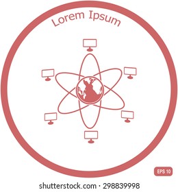 Global computer network with earth globe icon