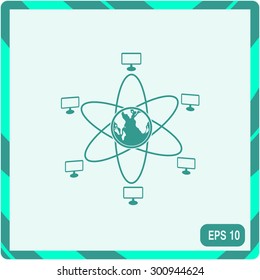 Global computer network with earth globe icon