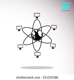 Global computer network with earth globe icon