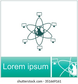 Global computer network with earth globe icon.