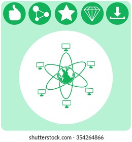 Global computer network with earth globe icon.