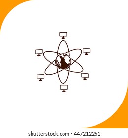 Global computer network sign. Brown icon on white background