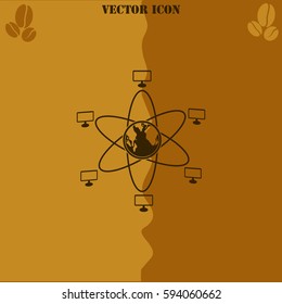 Global computer network vector  icon Coffee symbol background.