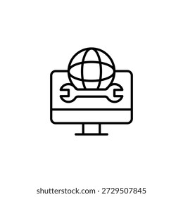 Global Computer Repair Icon Servicio de Tecnología de Asistencia Globe Wrench Network