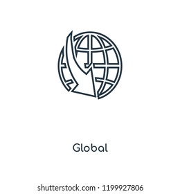 Global concept line icon. Linear Global concept outline symbol design. This simple element illustration can be used for web and mobile UI/UX.