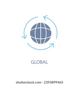 icono de línea de concepto global. Ilustración de elemento simple. diseño de símbolos de esquema de concepto global.