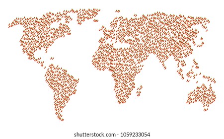 Global concept map combined of chili pepper items. Vector chili pepper scatter flat icons are organized into mosaic worldwide pattern.