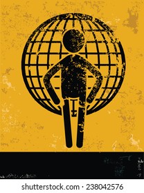 Global concept,human resource design on yellow background,grunge vector