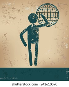 Global concept,human resource design on old background,grunge vector