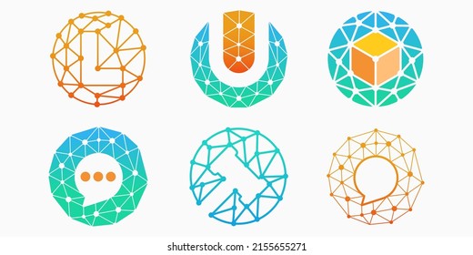 conjunto de iconos del logotipo de conexión global. ilustración de vector de circuito.