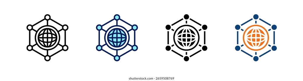 Global Connection All In One Icon Multi Styles Vector Set