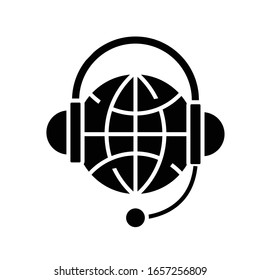 Global connection black icon, concept illustration, vector flat symbol, glyph sign.