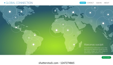 Global connection business vector banner
