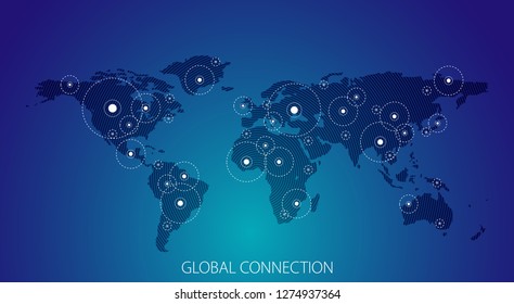 Global connection business vector banner