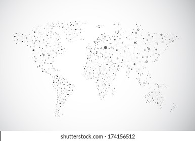 Global connection of cells on the gray background.