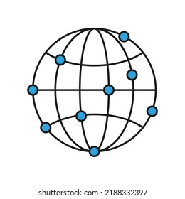 Icono coloreado de Conexión global. Ilustración simple del elemento de color. Diseño de símbolo de esquema de concepto de conexión global a partir del conjunto médico. Se puede usar para web y móvil con fondo blanco