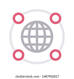 global connection colour line vector icon