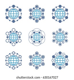 Global connection and communication logo. Global futuristic technology sign.