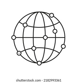 Icono de línea de concepto de conexión global. Ilustración de elemento simple. Diseño de símbolos de esquema de concepto de conexión global a partir de un conjunto de negocios. Se puede usar para web y móvil con fondo blanco